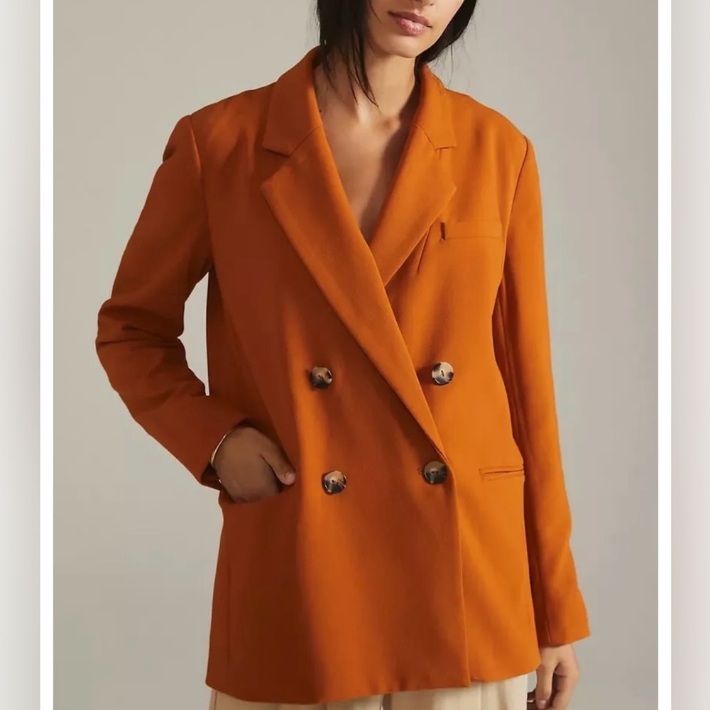 NWT MAEVE BY ANTHROPOLOGIE Double Breasted Copper Blazer Size 6